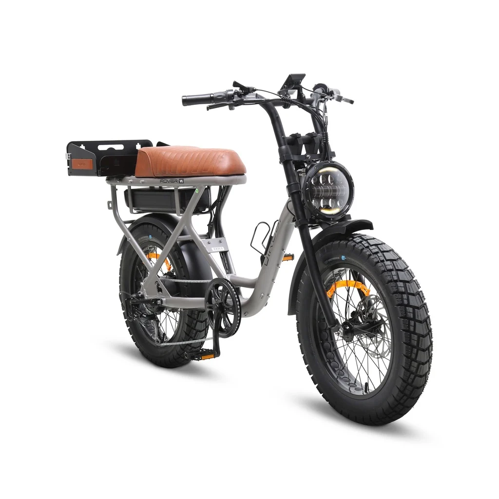 20-inch wide fat tyre electric cruiser bike, sturdy steel frame, comfy saddle & large rear cargo rack
